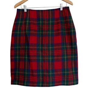 Vintage Adolfo Royal Collection Plaid Wool Blend Skirt Size 14